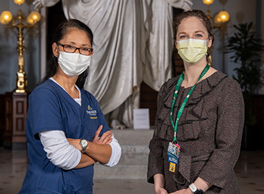 Johns Hopkins Hospital nurse Grace Nayden and Sarah Porter, a director of nursing programs at the hospital. 